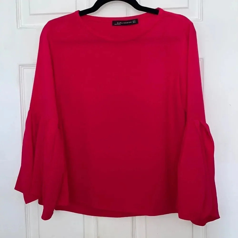 Zara  Pink  Bell Sleeved Top Pink Size XS